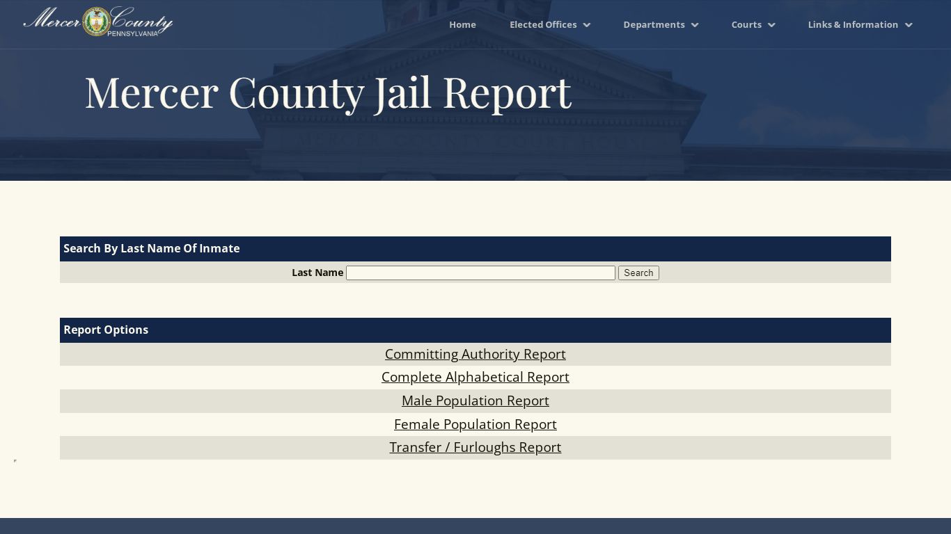 Mercer County Jail Population Report